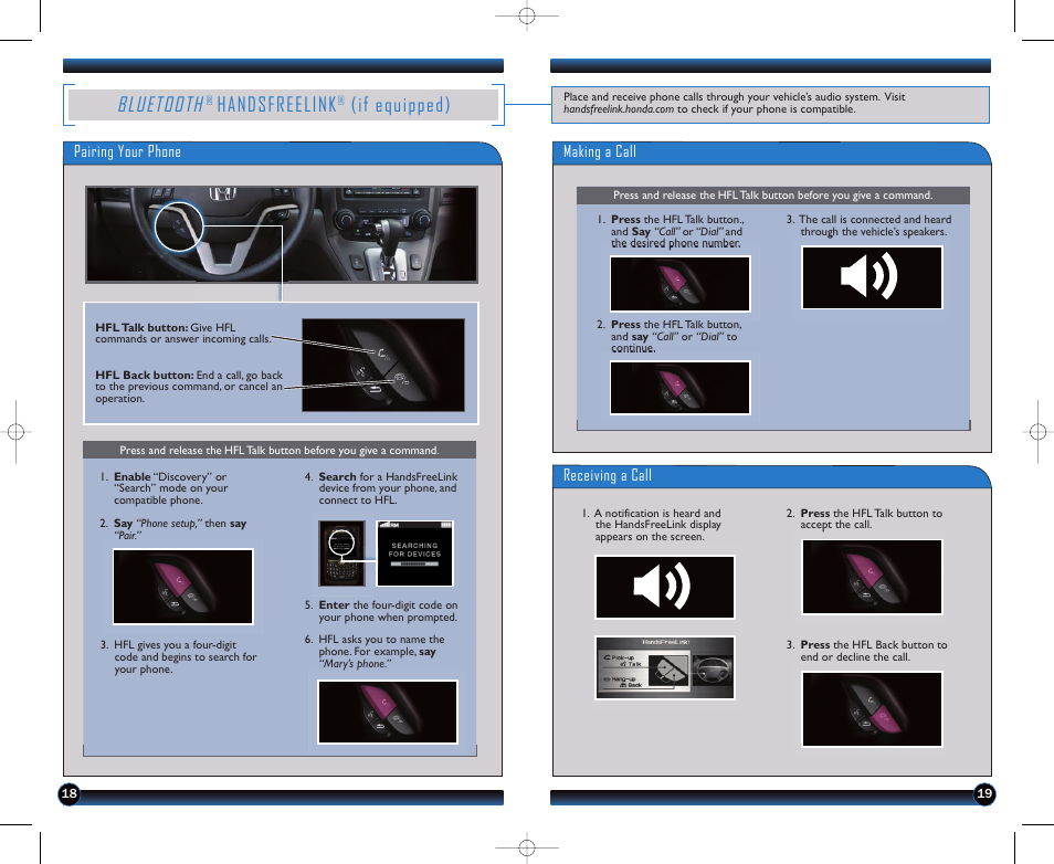 Bluetooth, Handsfreelink, If equipped) | HONDA 2011 CR-V - Technology Reference Guide User Manual | Page 11 / 13