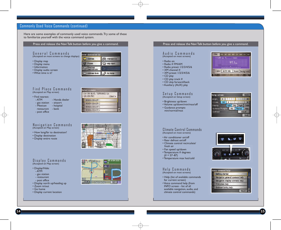 Commonly used voice commands (continued), Climate control commands | HONDA 2011 CR-V - Technology Reference Guide User Manual | Page 9 / 13