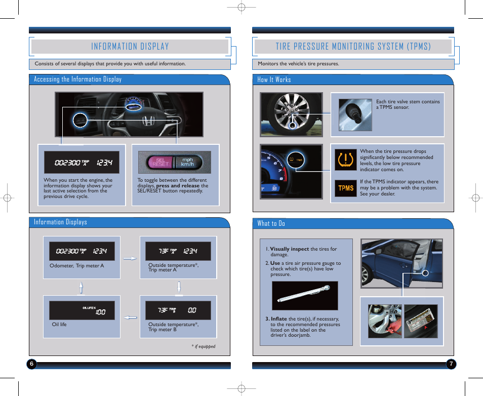 Information display, Tire pressure monitoring system (tpms) | HONDA 1981 Civic Coupe - Technology Reference Guide User Manual | Page 5 / 13