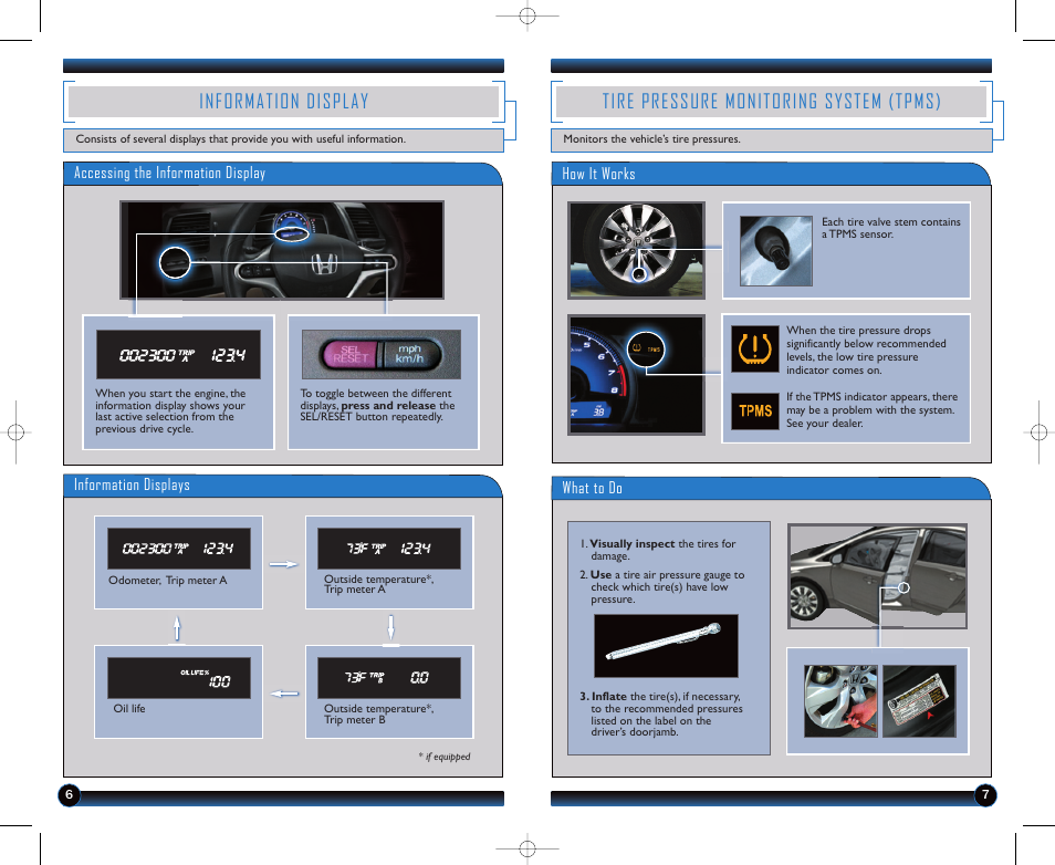 Information display, Tire pressure monitoring system (tpms) | HONDA 1981 Civic Sedan - Technology Reference Guide User Manual | Page 5 / 13