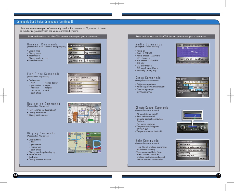 Commonly used voice commands (continued), Climate control commands | HONDA 2011 Civic Hybrid - Technology Reference Guide User Manual | Page 9 / 14