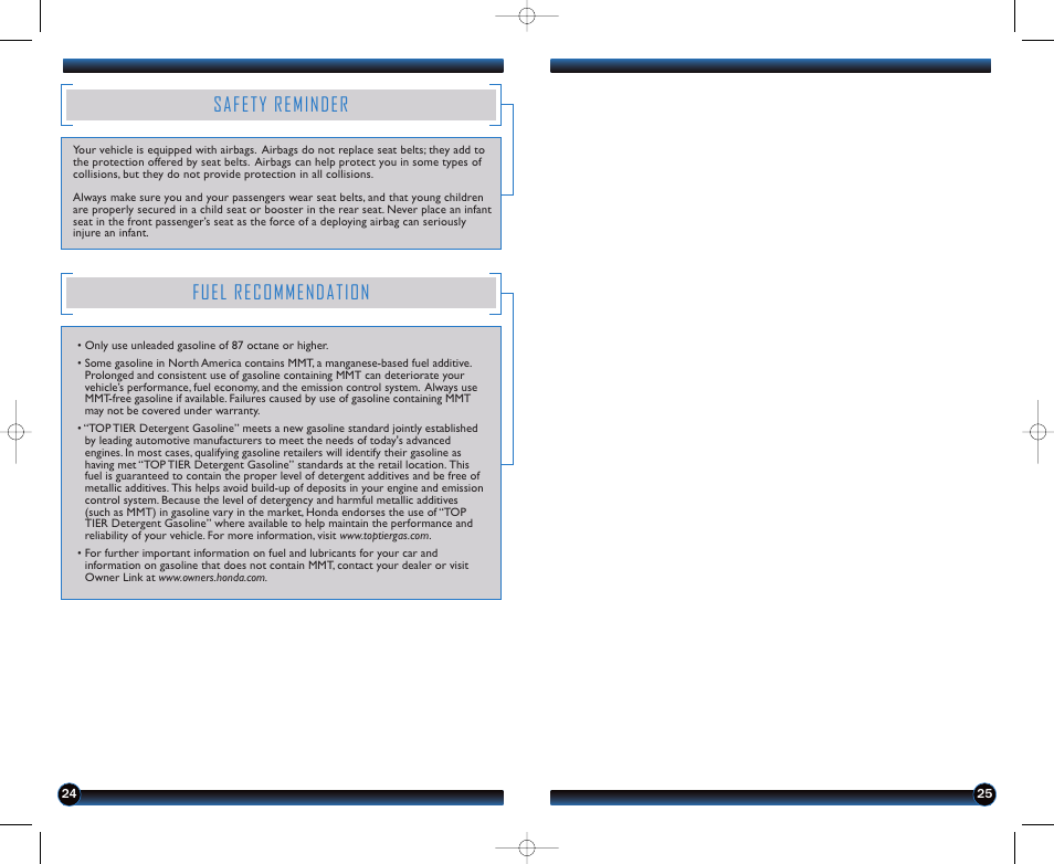 Safety reminder, Fuel recommendation | HONDA 1981 Accord Coupe - Technology Reference Guide User Manual | Page 14 / 14