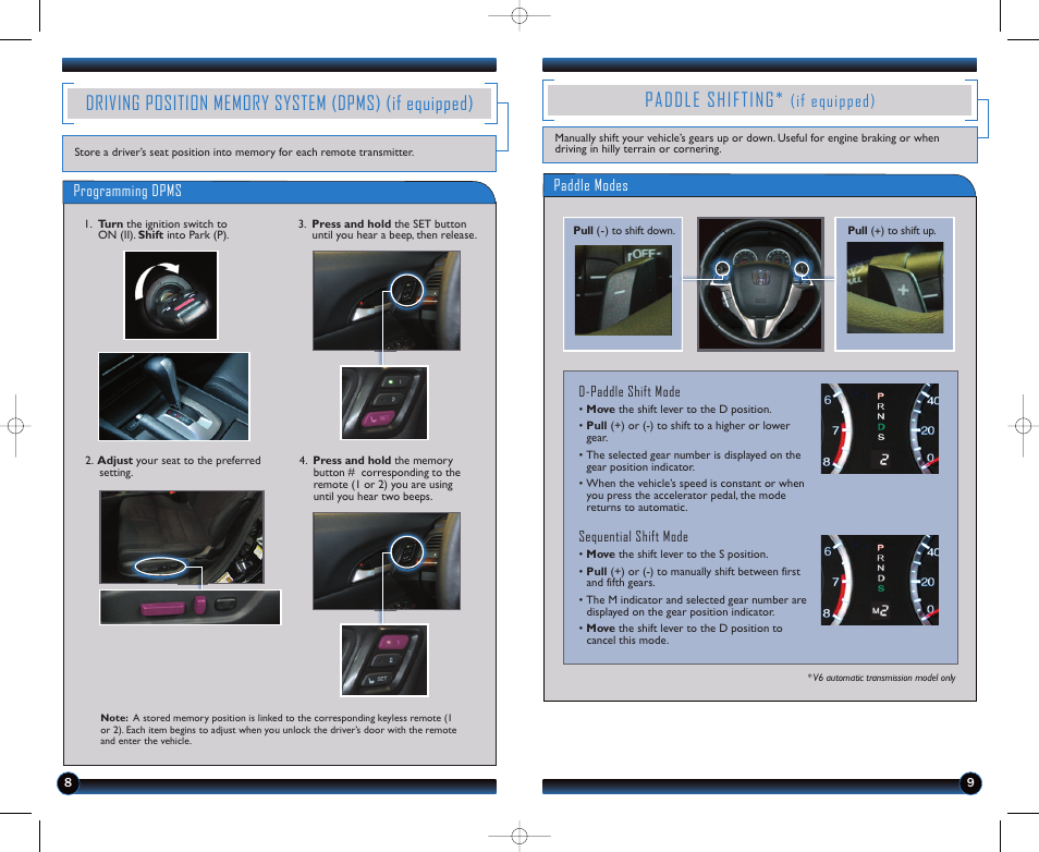 Paddle shifting, If equipped) | HONDA 1981 Accord Coupe - Technology Reference Guide User Manual | Page 6 / 14