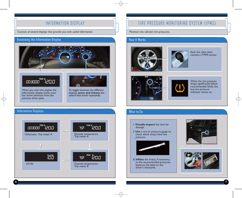 Information display, Tire pressure monitoring system (tpms) | HONDA 2011 Accord Crosstour - Technology Reference Guide User Manual | Page 5 / 15