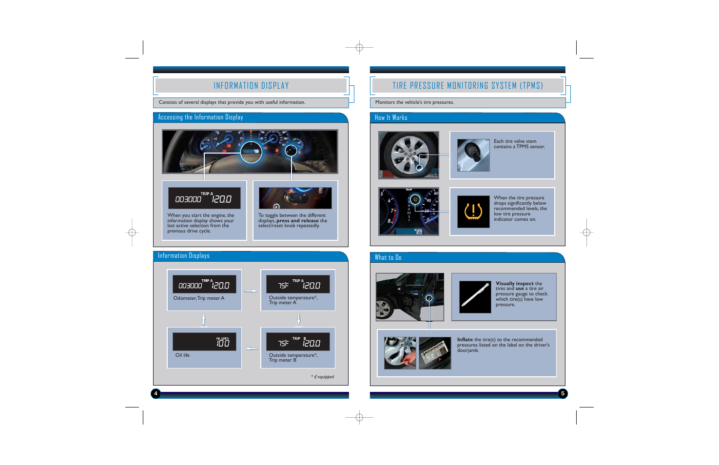 Information display, Tire pressure monitoring system (tpms) | HONDA 2010 Accord Crosstour - Technology Reference Guide User Manual | Page 4 / 14