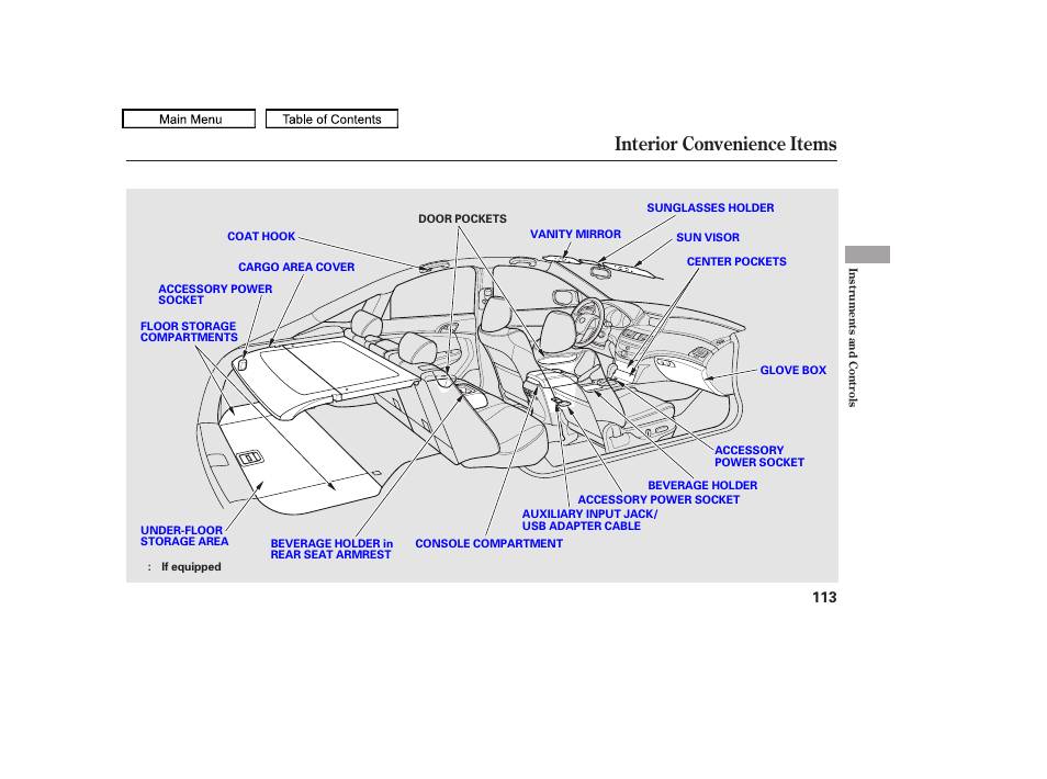 Interior convenience items, 2010 accord crosstour | HONDA 2010 Accord Crosstour - Owner's Manual User Manual | Page 116 / 434