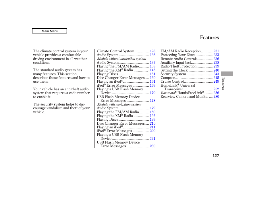 Features | HONDA 2010 Accord Crosstour - Owner's Manual User Manual | Page 130 / 434