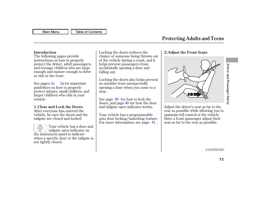 Protecting adults and teens | HONDA 2010 Accord Crosstour - Owner's Manual User Manual | Page 14 / 434