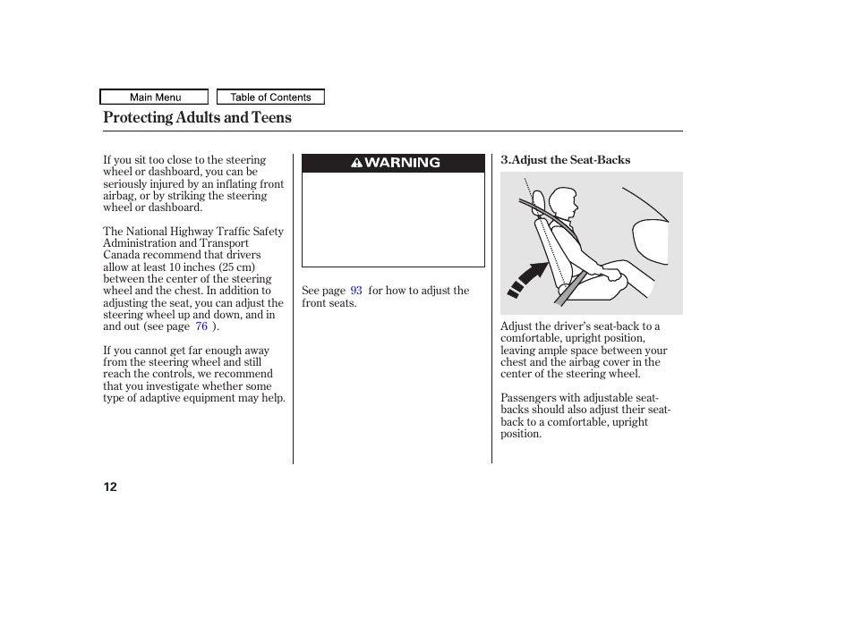 Protecting adults and teens | HONDA 2010 Accord Crosstour - Owner's Manual User Manual | Page 15 / 434