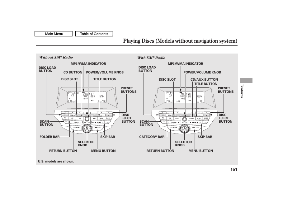 Playing discs (models without navigation system), 2010 accord crosstour | HONDA 2010 Accord Crosstour - Owner's Manual User Manual | Page 154 / 434