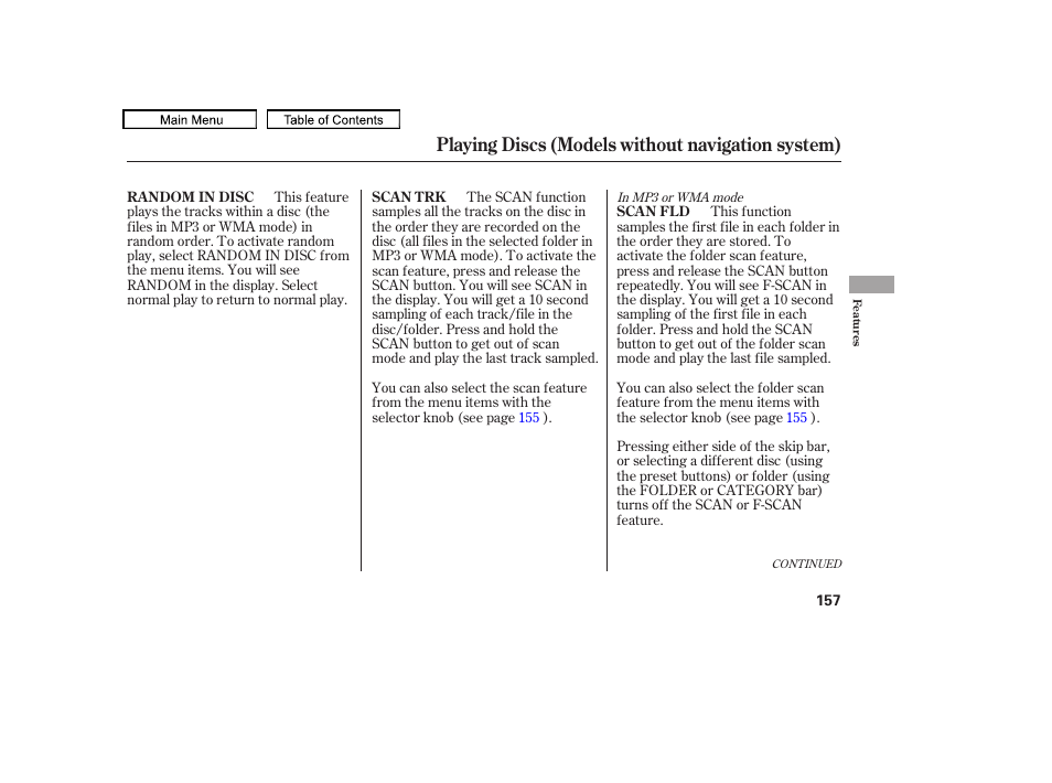 Playing discs (models without navigation system) | HONDA 2010 Accord Crosstour - Owner's Manual User Manual | Page 160 / 434