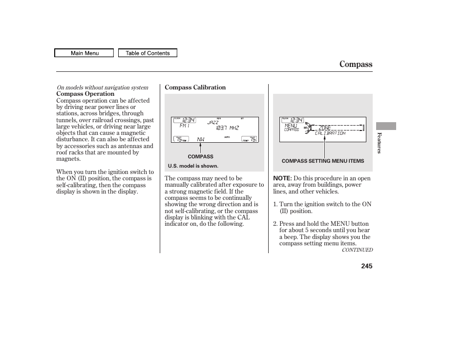Compass | HONDA 2010 Accord Crosstour - Owner's Manual User Manual | Page 248 / 434