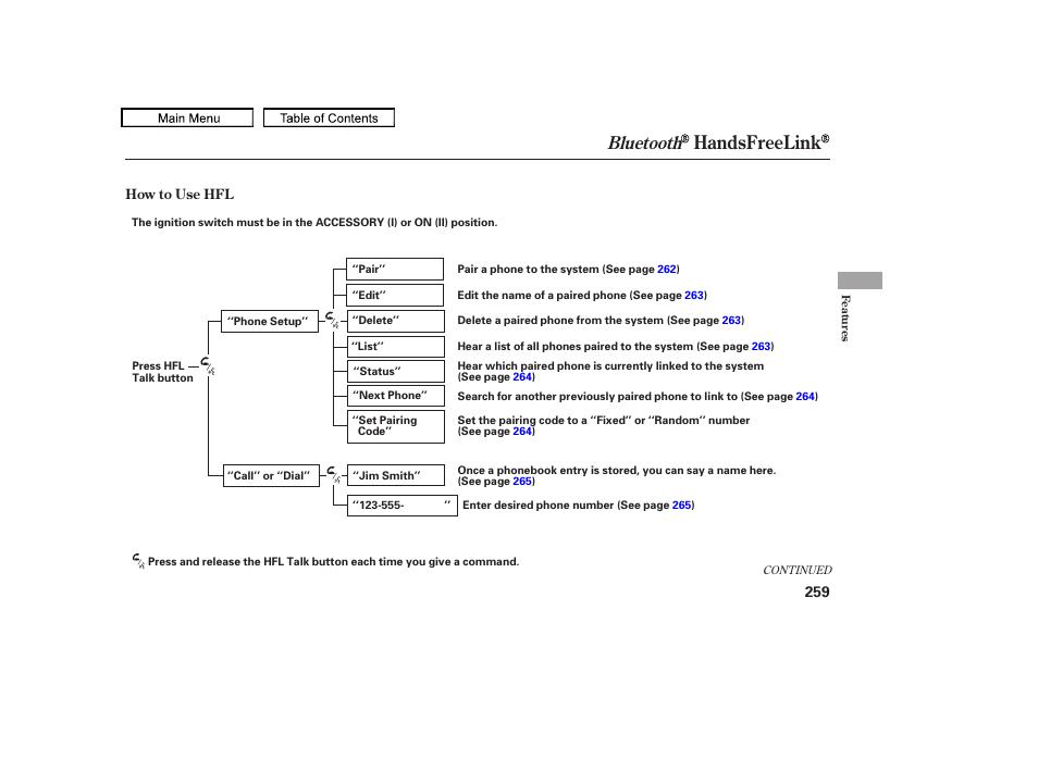 Handsfreelink, Bluetooth, 2010 accord crosstour | HONDA 2010 Accord Crosstour - Owner's Manual User Manual | Page 262 / 434