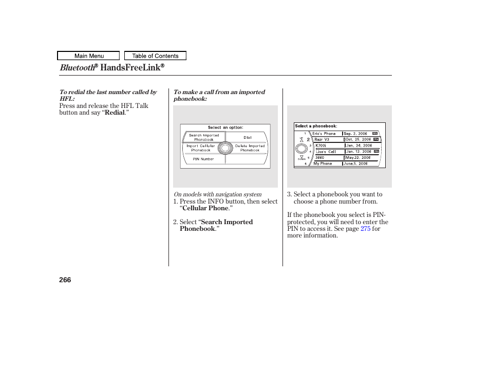 Handsfreelink, Bluetooth | HONDA 2010 Accord Crosstour - Owner's Manual User Manual | Page 269 / 434