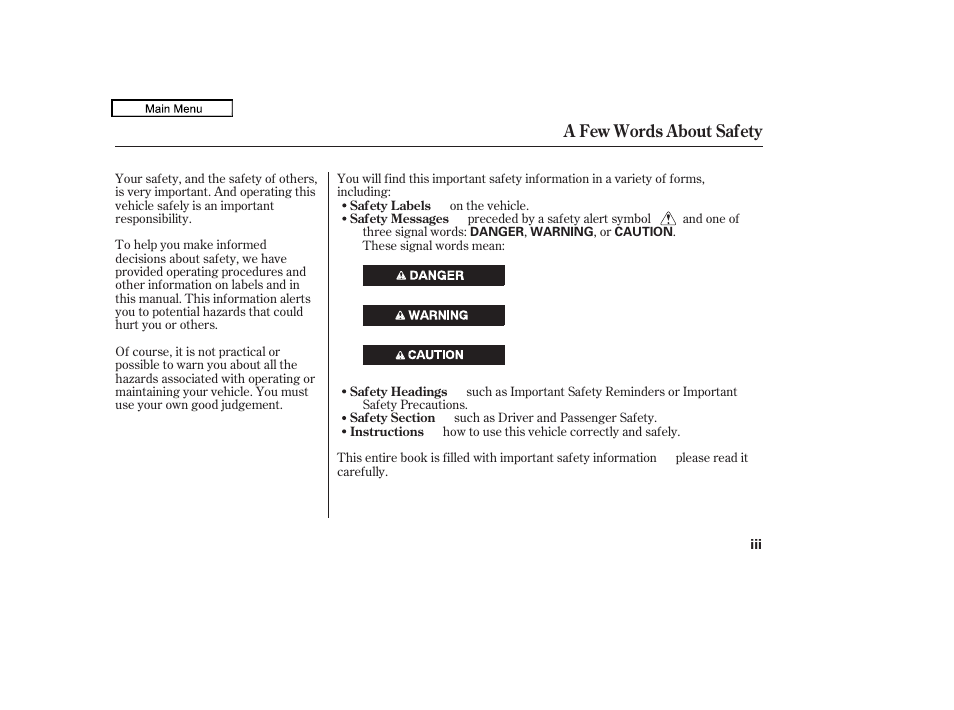 A few words about safety | HONDA 2010 Accord Crosstour - Owner's Manual User Manual | Page 3 / 434