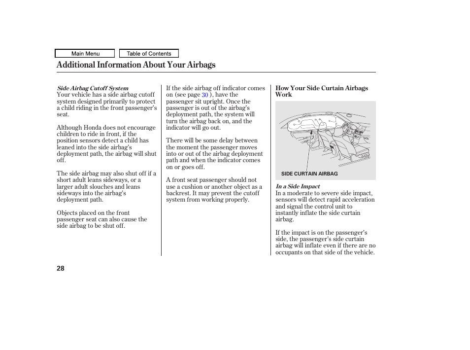 Additional information about your airbags | HONDA 2010 Accord Crosstour - Owner's Manual User Manual | Page 31 / 434