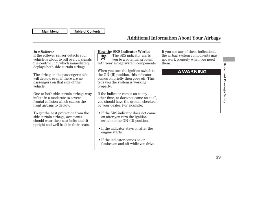 Additional information about your airbags | HONDA 2010 Accord Crosstour - Owner's Manual User Manual | Page 32 / 434