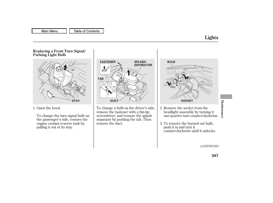 Lights, 2010 accord crosstour | HONDA 2010 Accord Crosstour - Owner's Manual User Manual | Page 350 / 434