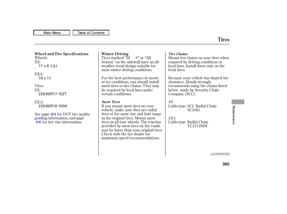 Tires | HONDA 2010 Accord Crosstour - Owner's Manual User Manual | Page 368 / 434