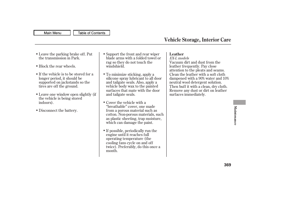 Vehicle storage, interior care | HONDA 2010 Accord Crosstour - Owner's Manual User Manual | Page 372 / 434
