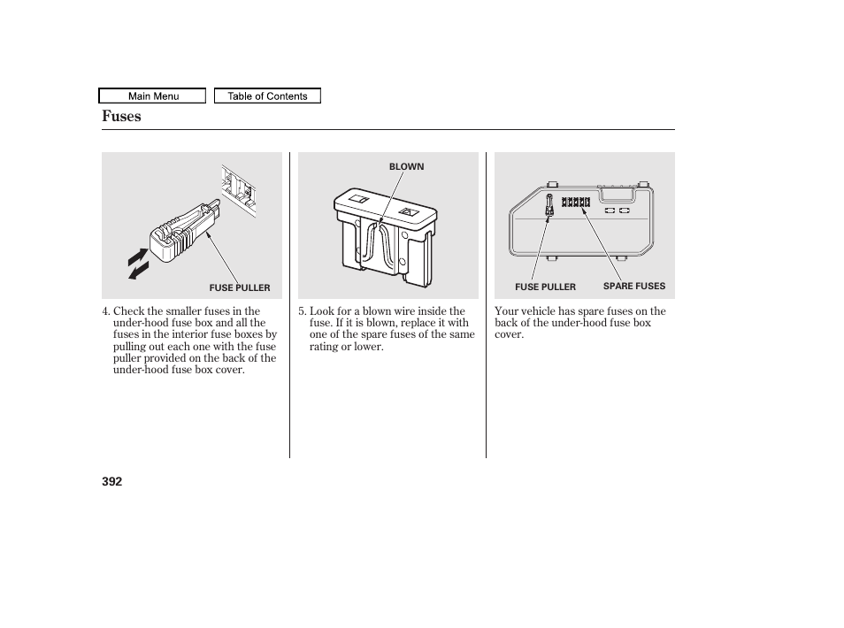 Fuses | HONDA 2010 Accord Crosstour - Owner's Manual User Manual | Page 395 / 434