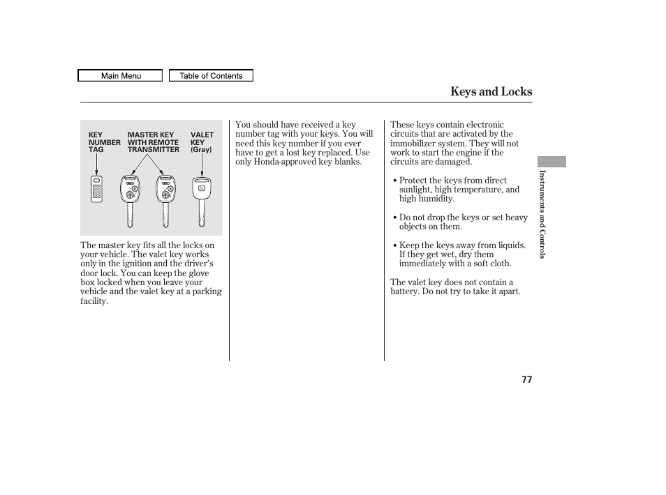 Keys and locks, 2010 accord crosstour | HONDA 2010 Accord Crosstour - Owner's Manual User Manual | Page 80 / 434