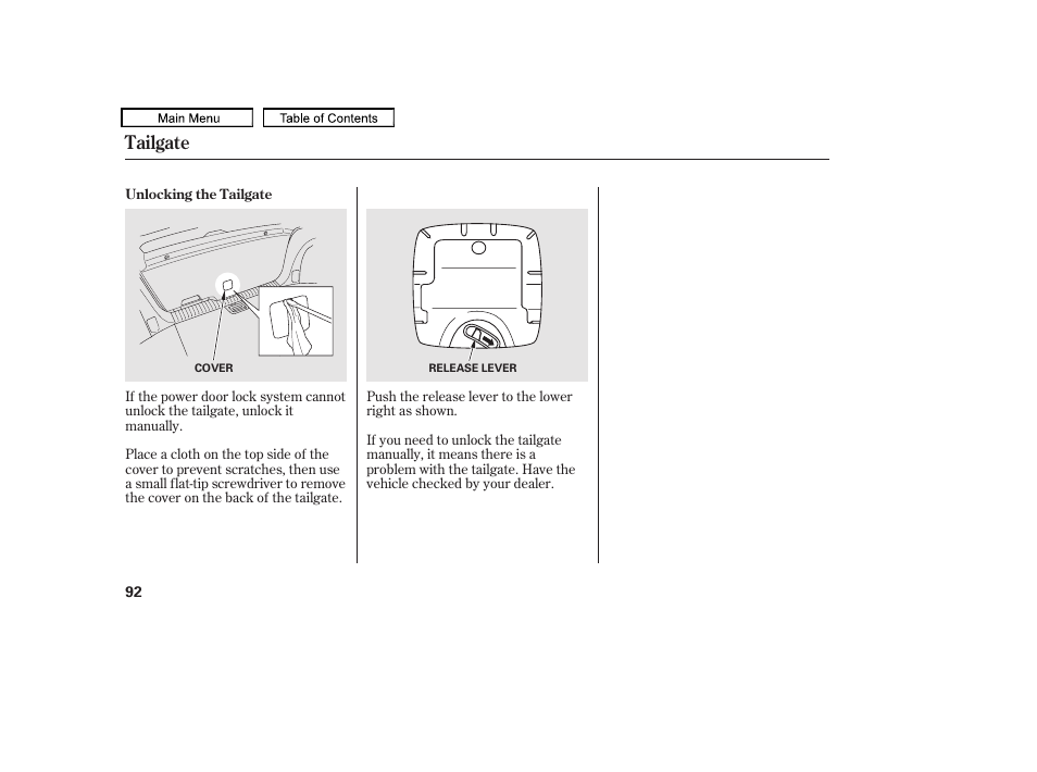 Tailgate | HONDA 2010 Accord Crosstour - Owner's Manual User Manual | Page 95 / 434