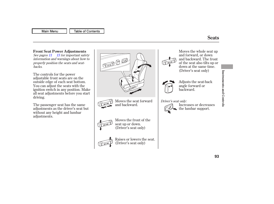 Seats, 2010 accord crosstour | HONDA 2010 Accord Crosstour - Owner's Manual User Manual | Page 96 / 434