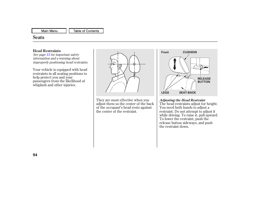 Seats | HONDA 2010 Accord Crosstour - Owner's Manual User Manual | Page 97 / 434