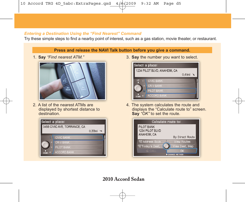 HONDA 2010 Accord Sedan - Technology Reference Guide User Manual | Page 12 / 16