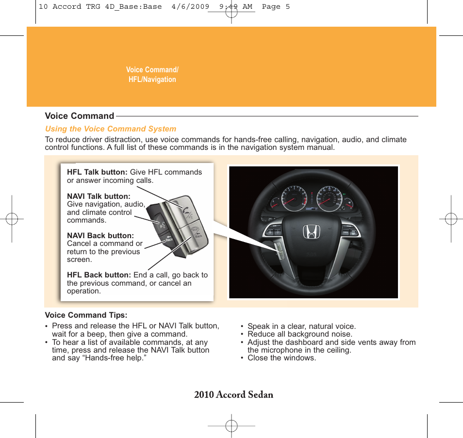 HONDA 2010 Accord Sedan - Technology Reference Guide User Manual | Page 8 / 16