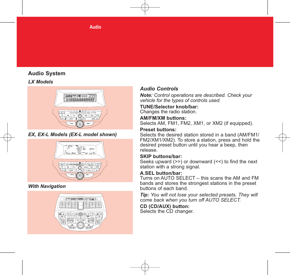 HONDA 2009 Accord Sedan - Quick Start Guide User Manual | Page 15 / 30