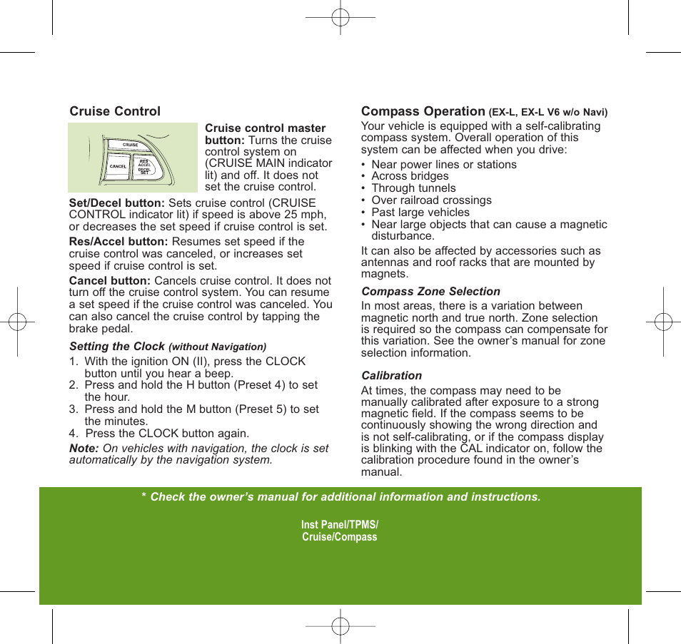 HONDA 2009 Accord Sedan - Quick Start Guide User Manual | Page 6 / 30