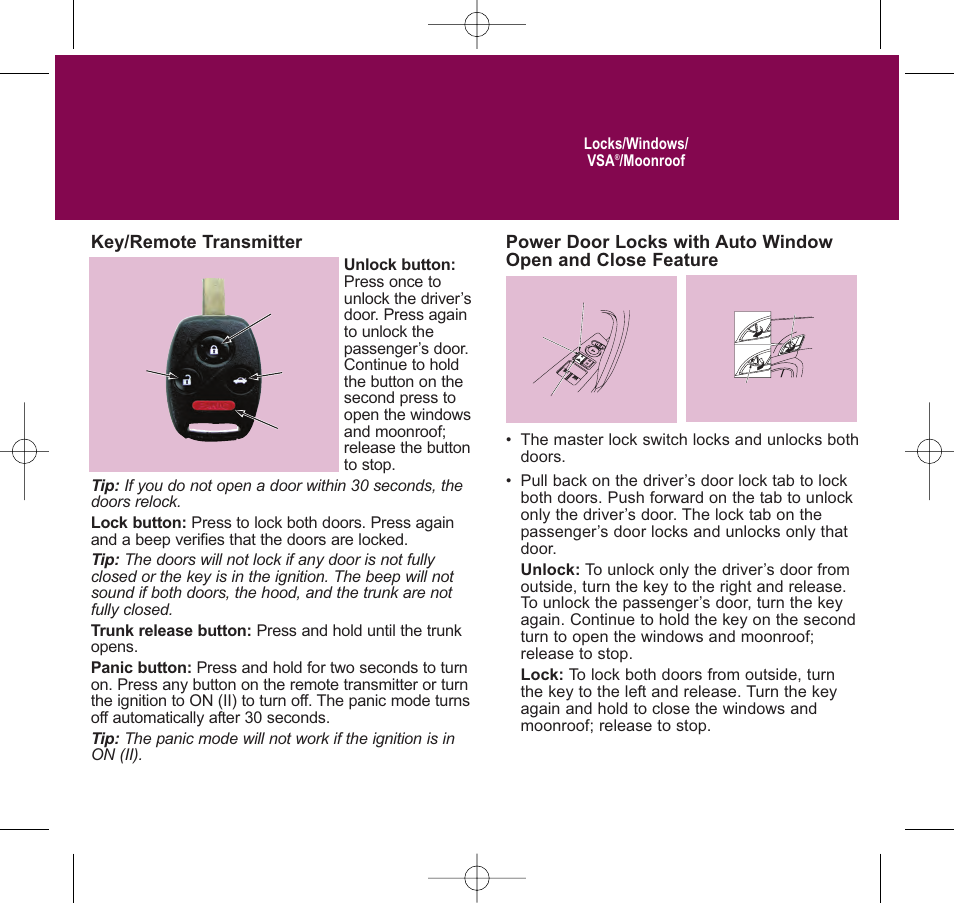 HONDA 2009 Accord Sedan - Quick Start Guide User Manual | Page 9 / 30