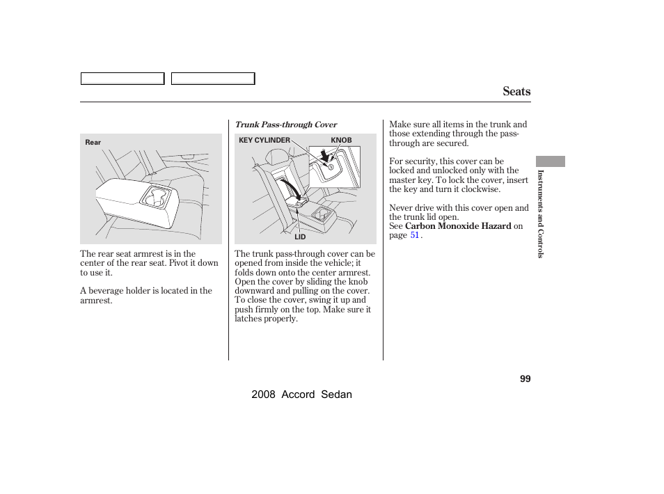 Seats, 2008 accord sedan | HONDA 2008 Accord Sedan - Owner's Manual User Manual | Page 102 / 420