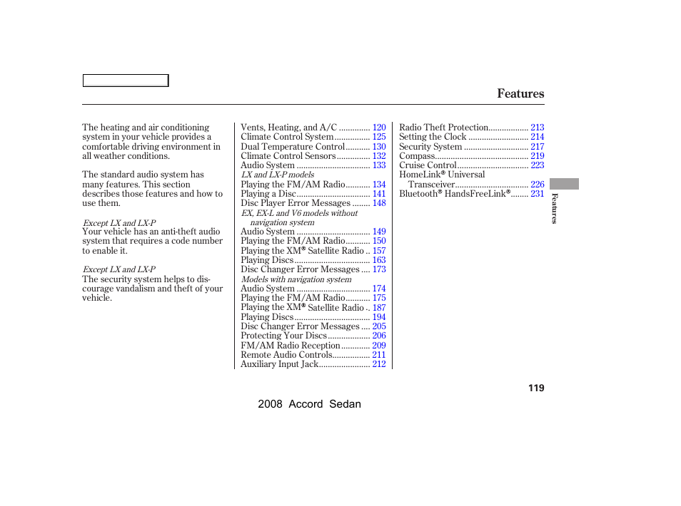 Features | HONDA 2008 Accord Sedan - Owner's Manual User Manual | Page 122 / 420