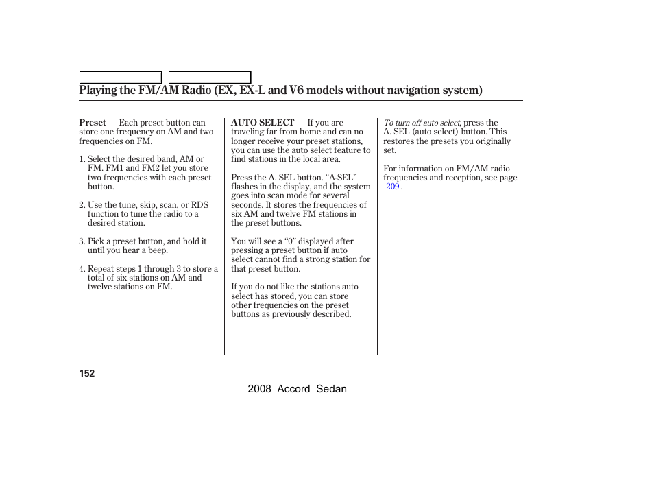 HONDA 2008 Accord Sedan - Owner's Manual User Manual | Page 155 / 420