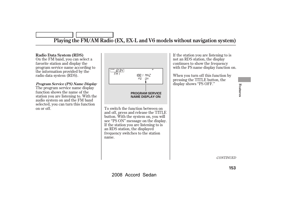 HONDA 2008 Accord Sedan - Owner's Manual User Manual | Page 156 / 420