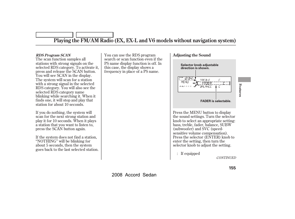 2008 accord sedan | HONDA 2008 Accord Sedan - Owner's Manual User Manual | Page 158 / 420