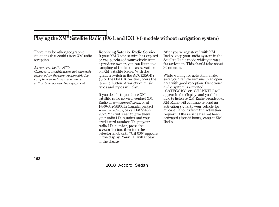 HONDA 2008 Accord Sedan - Owner's Manual User Manual | Page 165 / 420