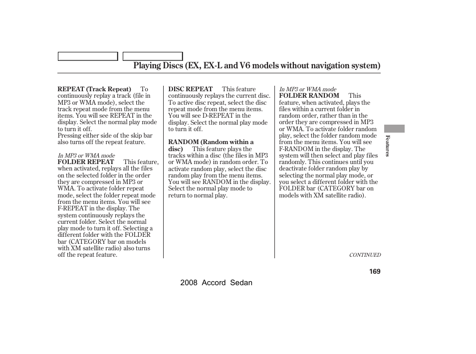 HONDA 2008 Accord Sedan - Owner's Manual User Manual | Page 172 / 420