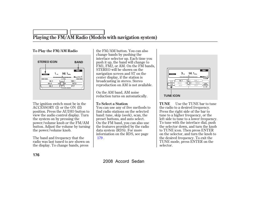 HONDA 2008 Accord Sedan - Owner's Manual User Manual | Page 179 / 420