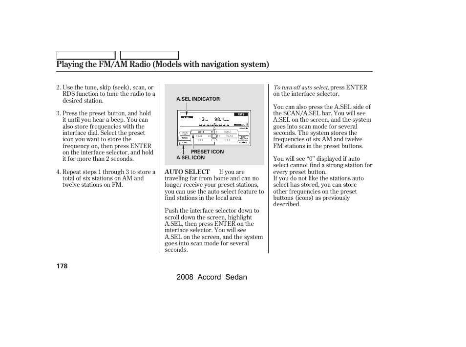 HONDA 2008 Accord Sedan - Owner's Manual User Manual | Page 181 / 420