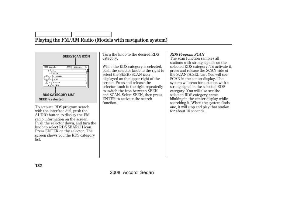 HONDA 2008 Accord Sedan - Owner's Manual User Manual | Page 185 / 420