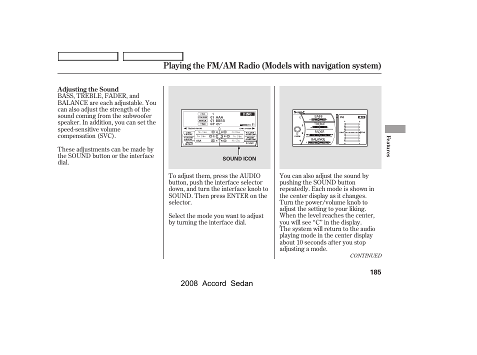 HONDA 2008 Accord Sedan - Owner's Manual User Manual | Page 188 / 420