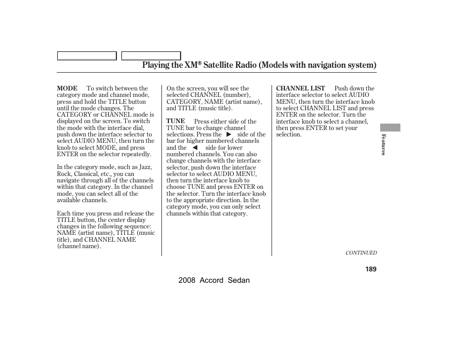 HONDA 2008 Accord Sedan - Owner's Manual User Manual | Page 192 / 420