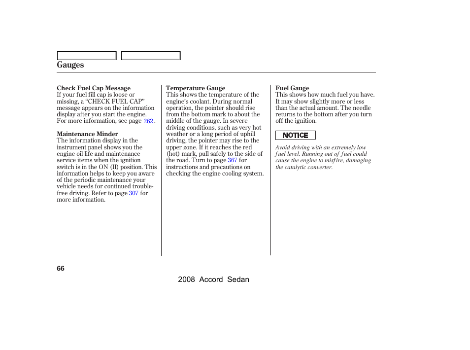 Gauges | HONDA 2008 Accord Sedan - Owner's Manual User Manual | Page 69 / 420