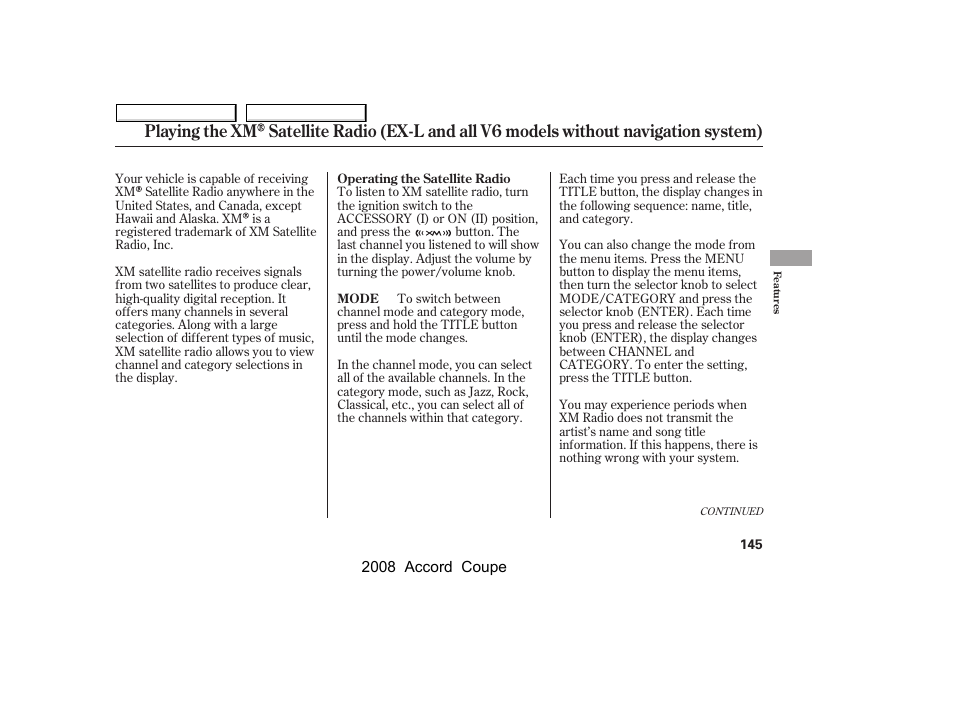 HONDA 2008 Accord Coupe - Owner's Manual User Manual | Page 148 / 412