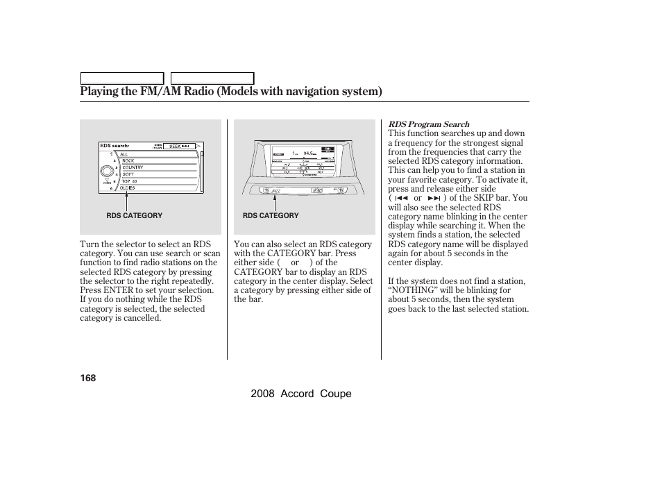 HONDA 2008 Accord Coupe - Owner's Manual User Manual | Page 171 / 412