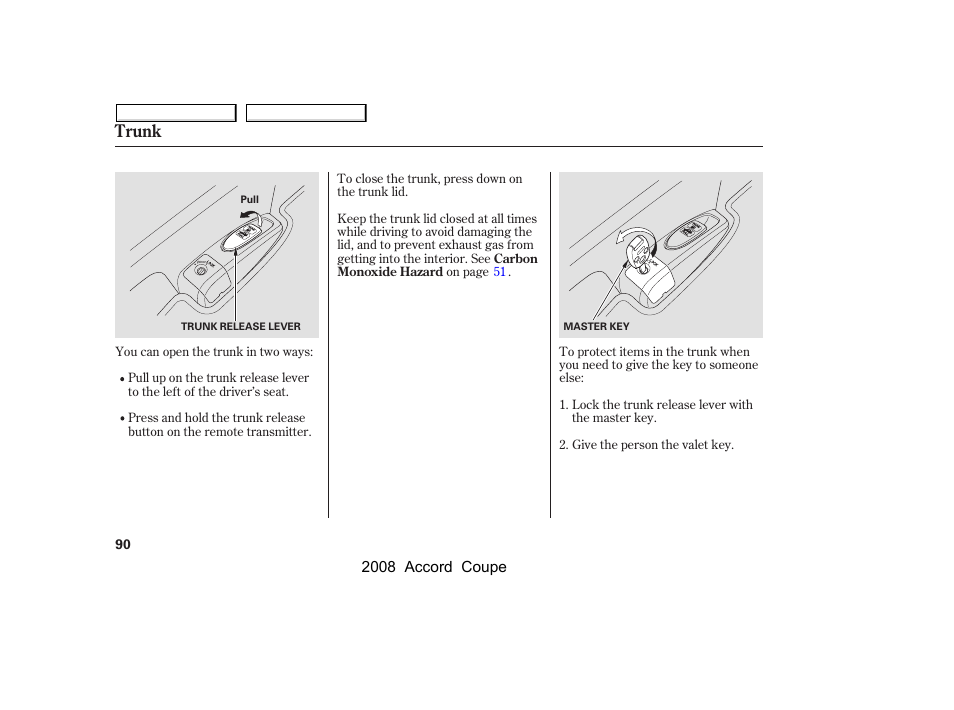 Trunk | HONDA 2008 Accord Coupe - Owner's Manual User Manual | Page 93 / 412